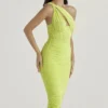 Valentina Lime Asymmetric Cutout Midi Dress