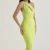 Valentina Lime Asymmetric Cutout Midi Dress