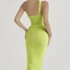 Valentina Lime Asymmetric Cutout Midi Dress