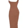 Valentina Mocha Asymmetric Cutout Midi Dress
