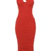Valentina Scarlet Asymmetric Cutout Midi Dress