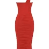 Valentina Scarlet Asymmetric Cutout Midi Dress