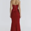 Valerie Red Satin Lace Strapless Maxi Dress