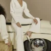 Vanna Off White Cotton Knitted Trousers
