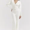 Vanna Off White Cotton Knitted Trousers