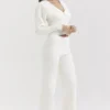 Vanna Off White Cotton Knitted Trousers