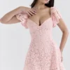 Verity Perfectly Pink Floral Lace Mini Dress