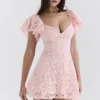 Verity Perfectly Pink Floral Lace Mini Dress