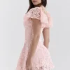 Verity Perfectly Pink Floral Lace Mini Dress