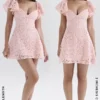 Verity Perfectly Pink Floral Lace Mini Dress