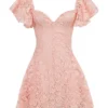 Verity Perfectly Pink Floral Lace Mini Dress