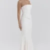 Veronica Vintage Ivory Embroidered Godet Maxi Skirt