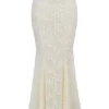 Veronica Vintage Ivory Embroidered Godet Maxi Skirt