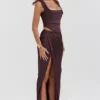 Vesper Rich Brown Maxi Skirt