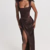 Vesper Rich Brown Maxi Skirt