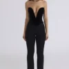 Vienne Black Velvet Deep Plunge Corset Top