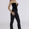 Vienne Black Velvet Deep Plunge Corset Top