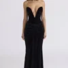 Vienne Black Velvet Deep Plunge Maxi Gown – Limited Edition