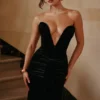Vienne Black Velvet Deep Plunge Maxi Gown – Limited Edition