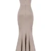 Violette Mushroom Satin Fishtail Gown