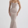 Violette Mushroom Satin Fishtail Gown