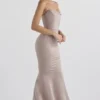 Violette Mushroom Satin Fishtail Gown