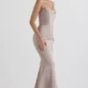Violette Mushroom Satin Fishtail Gown