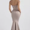 Violette Mushroom Satin Fishtail Gown