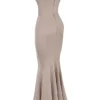 Violette Mushroom Satin Fishtail Gown
