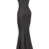 Violette Shadow Satin Fishtail Gown