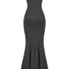 Violette Shadow Satin Fishtail Gown