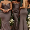 Violette Shadow Satin Fishtail Gown