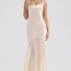 Vittoria Champagne Chiffon Floor Length Gown