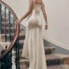 Vittoria Champagne Chiffon Floor Length Gown