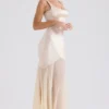 Vittoria Champagne Chiffon Floor Length Gown