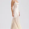 Vittoria Champagne Chiffon Floor Length Gown