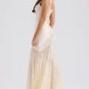 Vittoria Champagne Chiffon Floor Length Gown