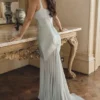 Vittoria Pistachio Chiffon Floor Length Gown