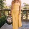 Vivien Apricot Cotton Midi Sundress