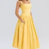 Vivien Apricot Cotton Midi Sundress