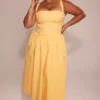 Vivien Apricot Cotton Midi Sundress