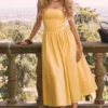 Vivien Apricot Cotton Midi Sundress