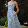 Vivien Regatta Blue Gingham Midi Sundress