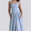 Vivien Regatta Blue Gingham Midi Sundress