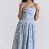 Vivien Regatta Blue Gingham Midi Sundress