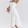 Vivien White Broderie Anglais Midi Sundress