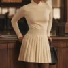 Willow White Cashmere Blend Pleated Skated Mini Dress