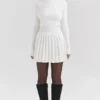 Willow White Cashmere Blend Pleated Skated Mini Dress