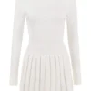 Willow White Cashmere Blend Pleated Skated Mini Dress