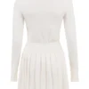 Willow White Cashmere Blend Pleated Skated Mini Dress